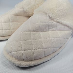 Dearfoams Women's Quilted Vamp Cream Terry Lining Slippers Size XL (11-12)